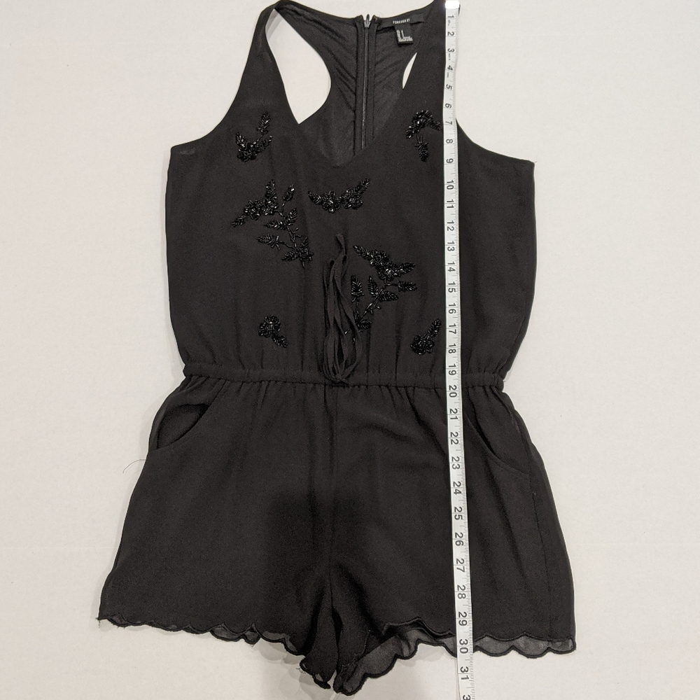 F21 black chiffon beaded romper - Picture 5 of 6